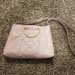Blush Crossbody purse with pearl accents